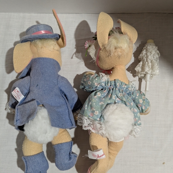 Annalee Easter Bunny Rabbit couple Dolls VTG 1988 Mobilitee - Picture 2 of 16